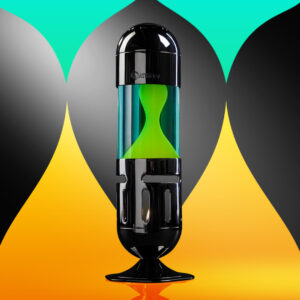 a_mathmos_pod_black_candle_lava_lamp_blue_yellow