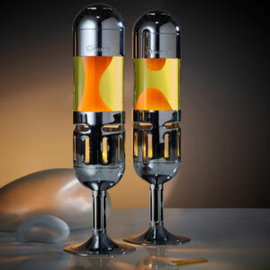 mathmos pod+ candle lava lamp silver