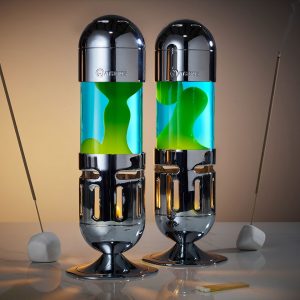 Mathmos Pod candle lava lamp silver
